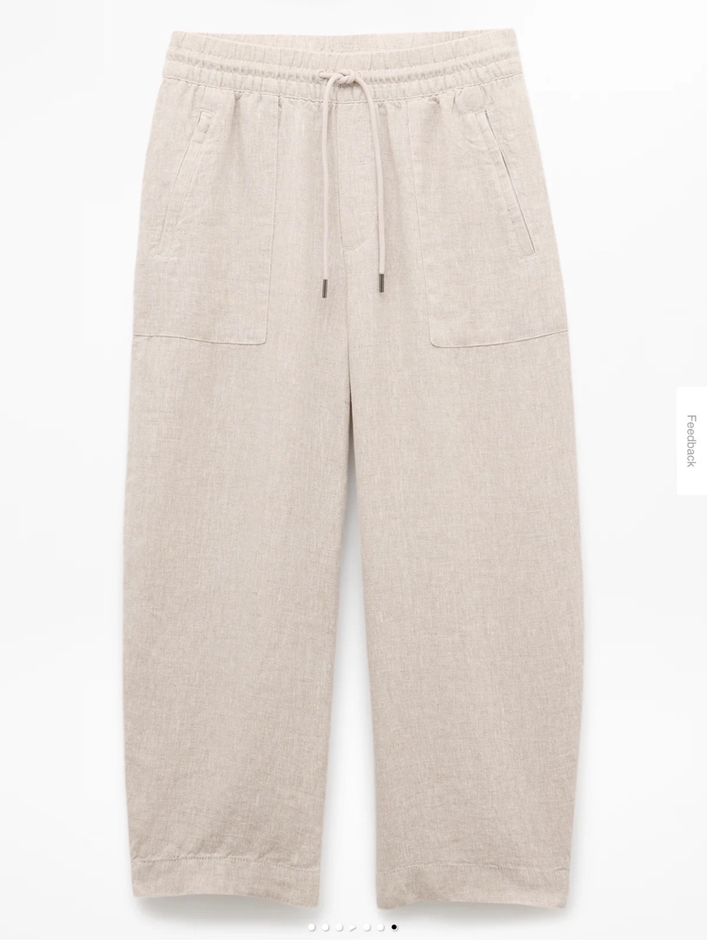 Athleta Linen-Blend Drawstring Cropped Pants in Light Taupe